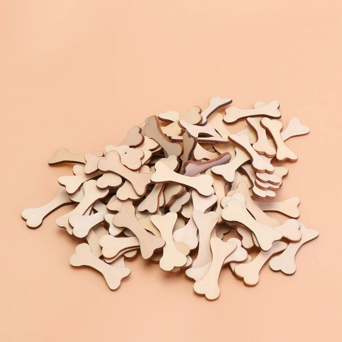 

100Pcs Bone Shape Wooden Pieces Smooth Surface DIY Crafts for Party Decorations Wedding Favors School