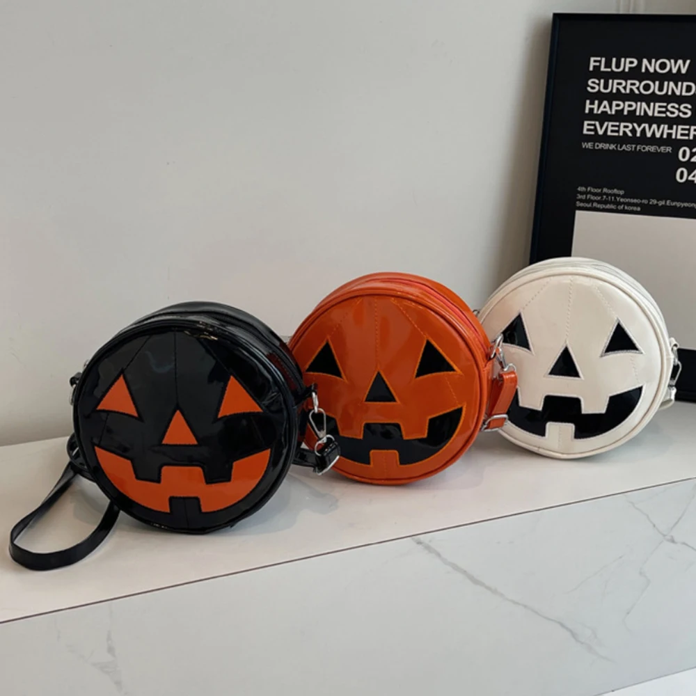 Adjustable Strap Satchel Round Pumpkin Crossbody Bag Pu Leather Bag High-Quality Devil Shoulder Bag For Travel Gifts For Mom