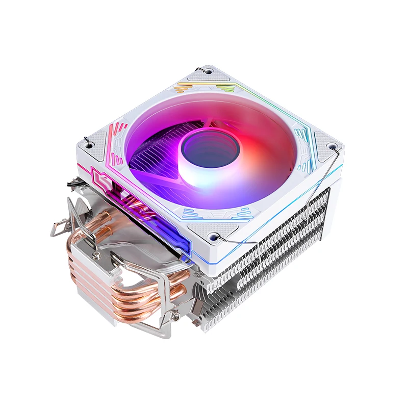HNHU CPU Fan 120mm 4/6 Heat Pipe Black/White RGB Cooler Colorful Light Effect Install LGA1851 1200 1700 2011 x99 i5 i7 AM5AM4 E5
