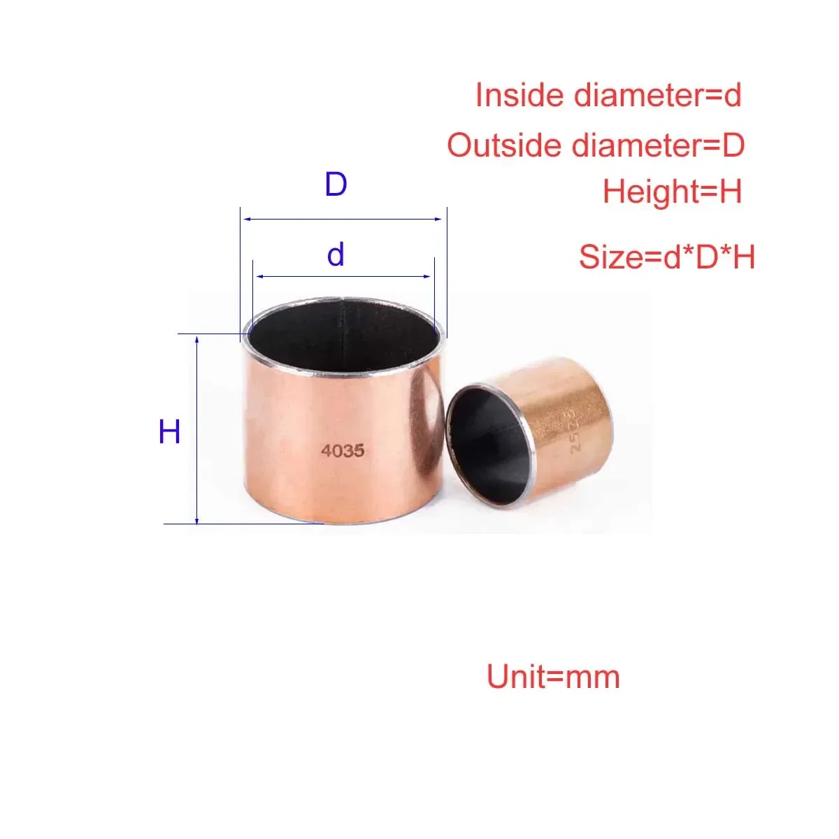 SF-1 Composite Copper Sleeve Dry Oil-Free Bearing Wear-Resistant Liner Inner Diameter 3 4 5 6 8 10 12