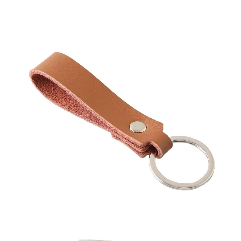 2024 Fashion Cow Leather Keychain Car Thread Small Gift Metal Pendant  Key Chain Ring Holder Simple Keyring Keyhold