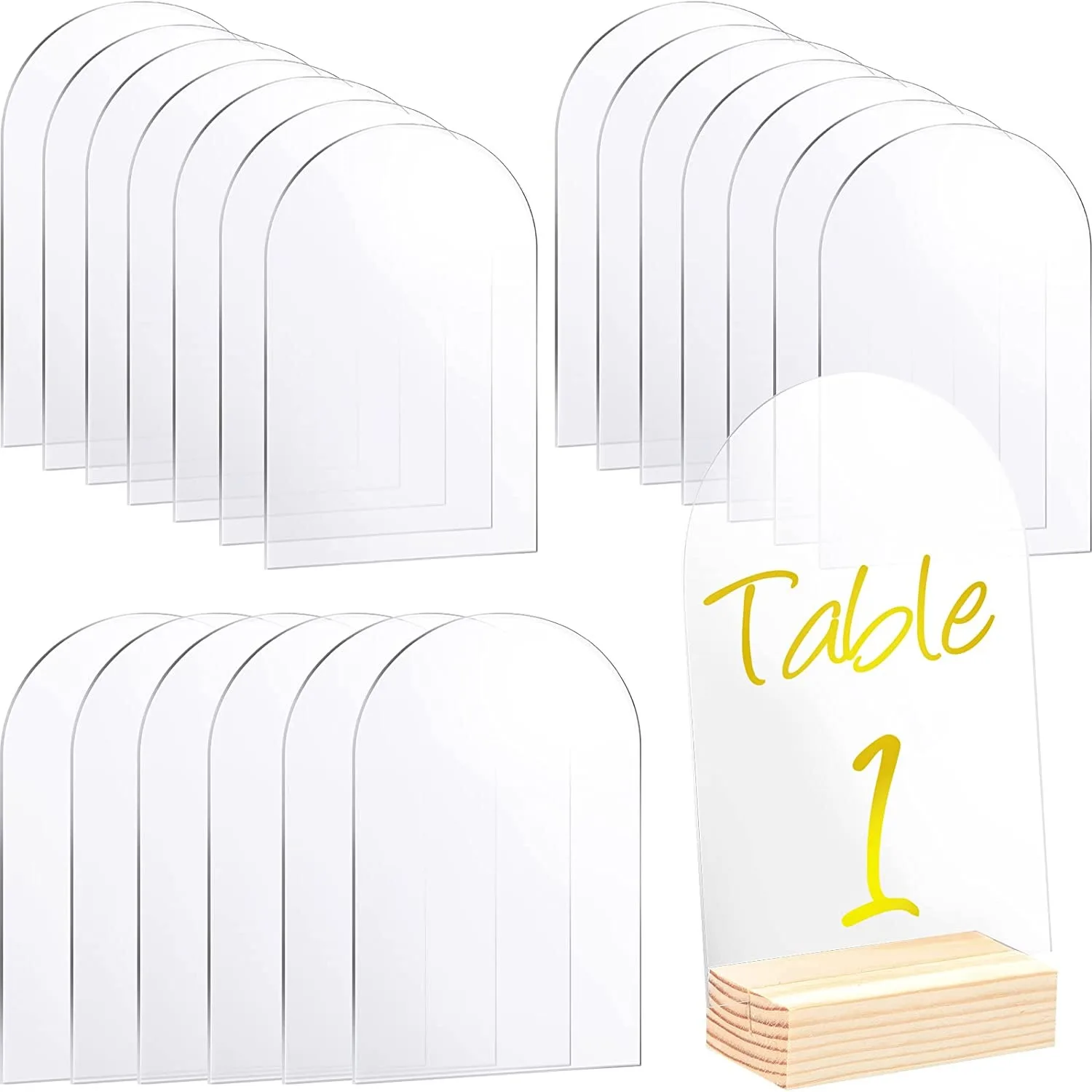 

20 Pack Clear Arch Acrylic Sign Acrylic Sheet Blank DIY Arch Table Number Card Wedding Sign Event Party Decor for Bar Menu Sign