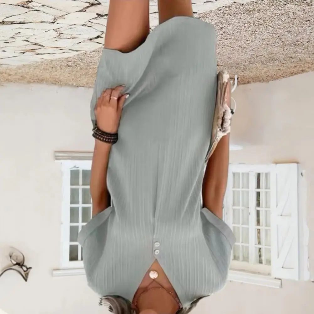 2025 Women's Summer Shirt Dress Casual V-Neck Short Sleeve T-shirt Dress Beach Vacation Mini Shift Sundress Elegant Women Dress