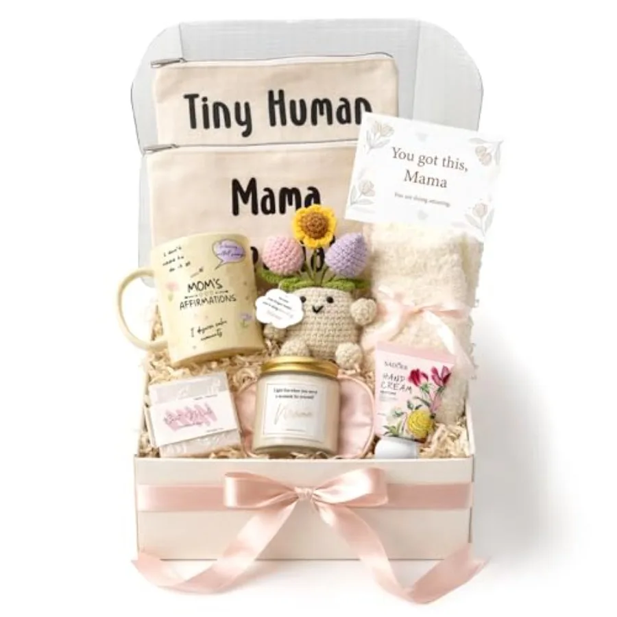 

- Mama Care Package After Baby with Postpartum Gifts Mama Essentials Pregnancy Gift for First Time Mom To Be Gift for Expecting