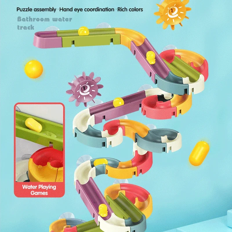 Baby Bath Toys DIY Assembled Slide Tracks Pipeline Ducks Bathroom Bathtub Play Rainbow Shower Tracks Water Educational Toys Gift