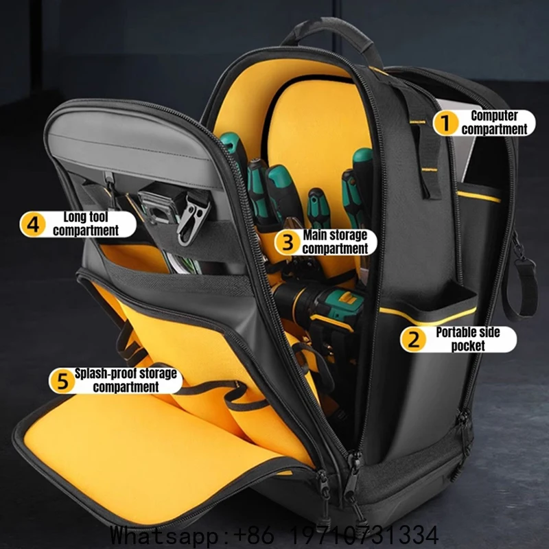 Tool Bag Men's Shoulder Backpack Multifunctional Maintenance Canvas Suitcase Electrician Tool Organizer Durable Portable