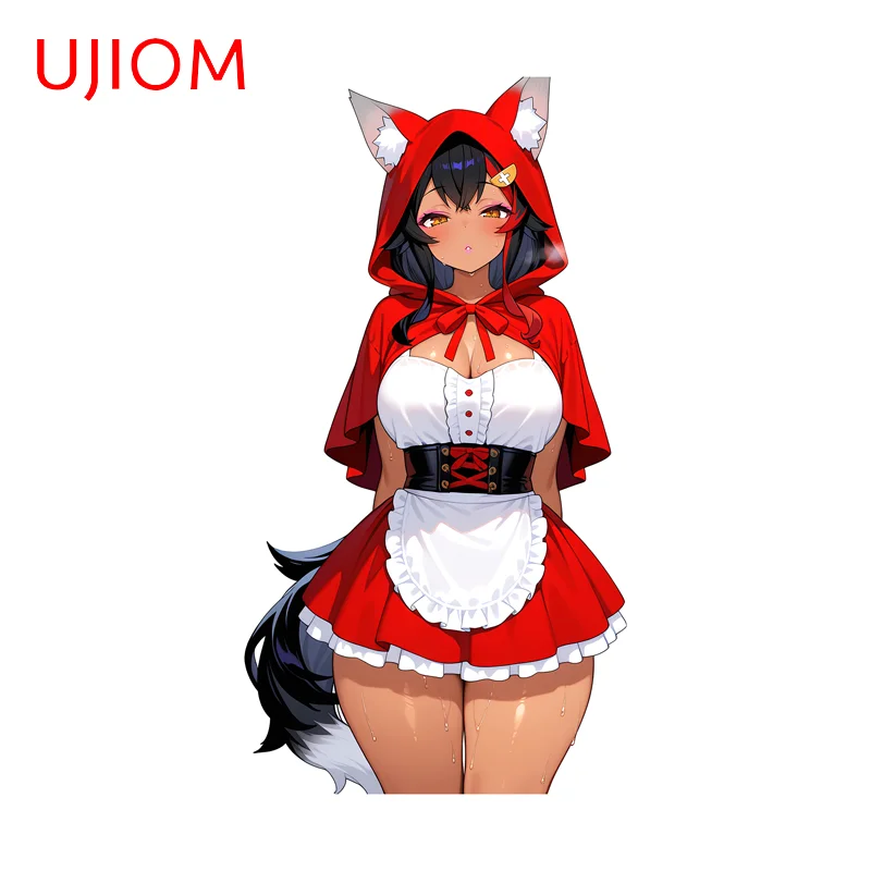 UJIOM Shirakami Mio Sexy Wall Sticker Red Fox Ears Pure Red Skirt Plump Figure Decal Suitable for Living Home Cupboard Decor