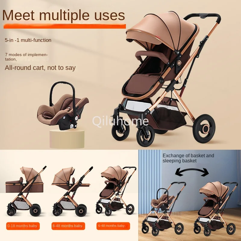 Baby Stroller Cabas Multi-Functional Sitting Lying Lightweight Folding Two-Way High Landscape Baby Newborn Baby Child Trolley