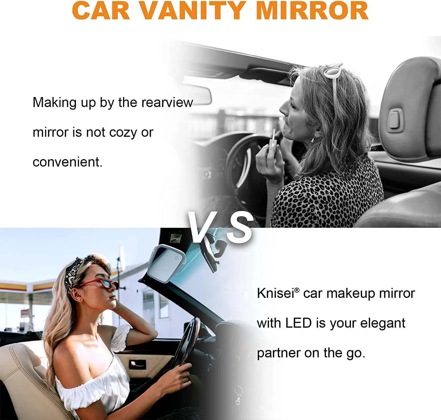 Rechargeable Car Visor Vanity Mirror, Car Mirror Visor with Clip-on Rear View Sun-Shading Cosmetic Mirror with Touch Screen