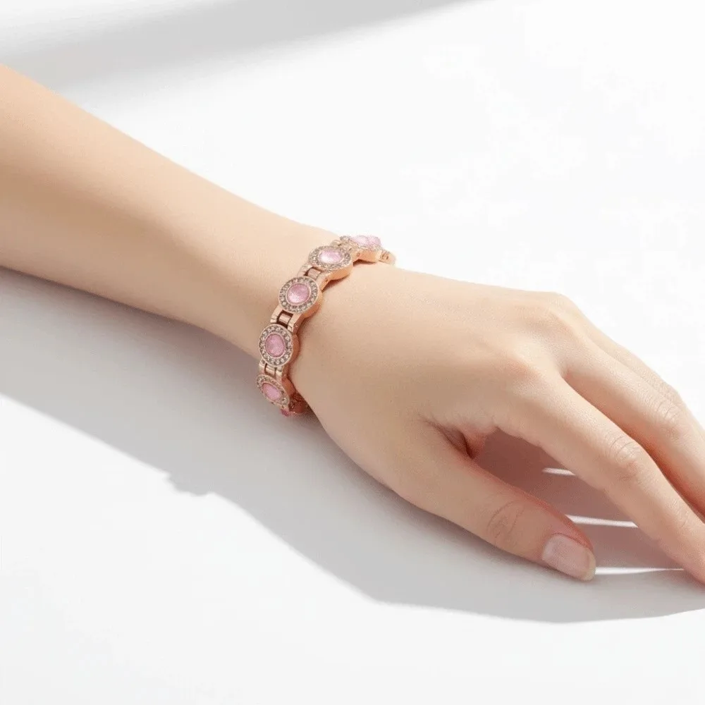 Stainless Steel Magnetic Bracelet Magnet Fashion Anti Static Bangle Rust-proof High Polished Rhinestone Wrist Chain Outdoor