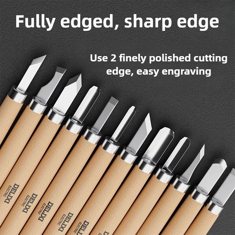 5/8/10/12 Pcs Profession Woodworking Carving Chisel Knife Set Engraving Handmade Wood Carving Knives Student Crafts Nicking Tool
