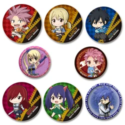 58mm Cute Anime FAIRY TAIL HD Print Badge Cartoon Figure Natsu Lucy Round Display Brooches Lapel Pins Jewelry Decoration Gifts
