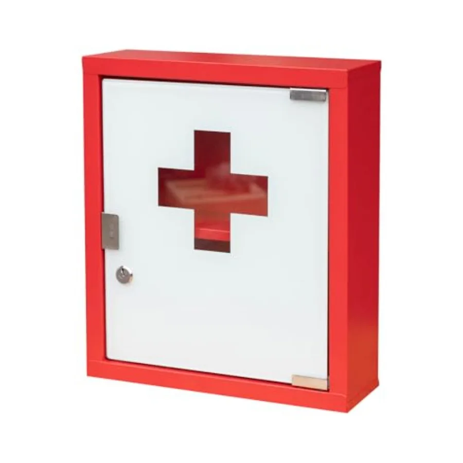 

Wall Mount Locking Medicine Cabinet Large Capacity Steel First Aid Organizer with Glass Door Secure Medication Lock Box 14"x12"