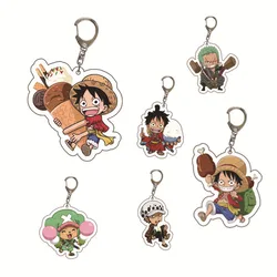 One Piece Luffy Anime Figure Keychain Roronoa Zoro Chopper Sanji Cute Acrylic Cartoon Pendant Keyring Key Chains for Women