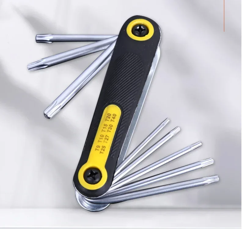 8 em 1 conjunto de chave de fenda dobrável torx chave de fenda mini bits kit hexágono torx chave de fenda phillips parafuso liso driver
