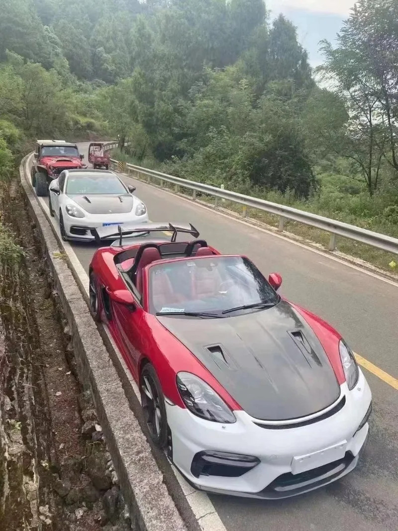 Suitable For Porsche 718 Kaman, Boxter Modified GT4 Large Surround, Half Carbon Front Bar, Rear Spoiler, Rear Wing, Tail Throat