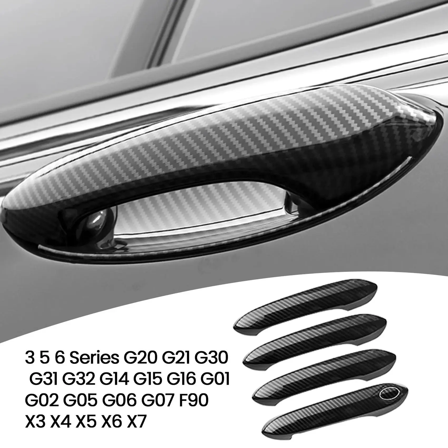 20x Carbon Fiber Outside Exterior Door Handle Cover for-BMW 3 5 6 Series G20 G30 G31 G32 G01 G02 G05 G06 X3 X4 X5 X6 X7