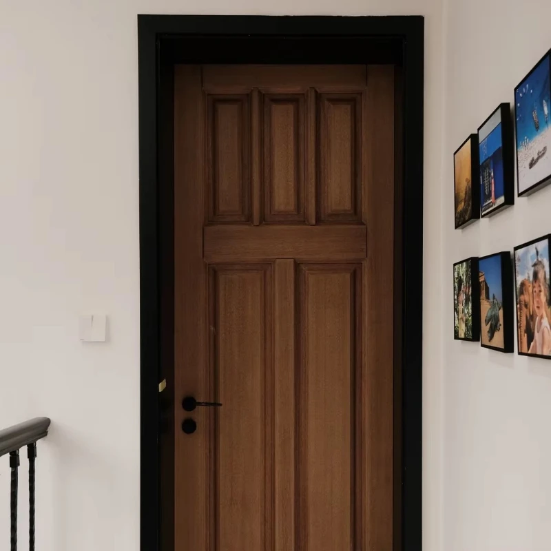High-quality solid wood modern style interior sliding door soundproof, suitable for villa bedroom apartment