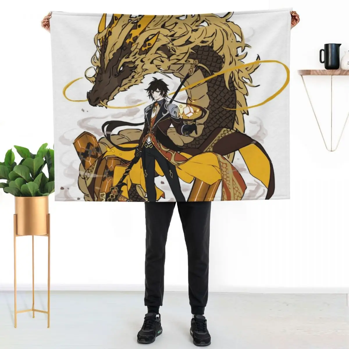 Zhongli Geo Archon Throw Blanket Vintage Bed covers Luxury Thicken For Decorative Sofa blankets and throws Soft Blankets