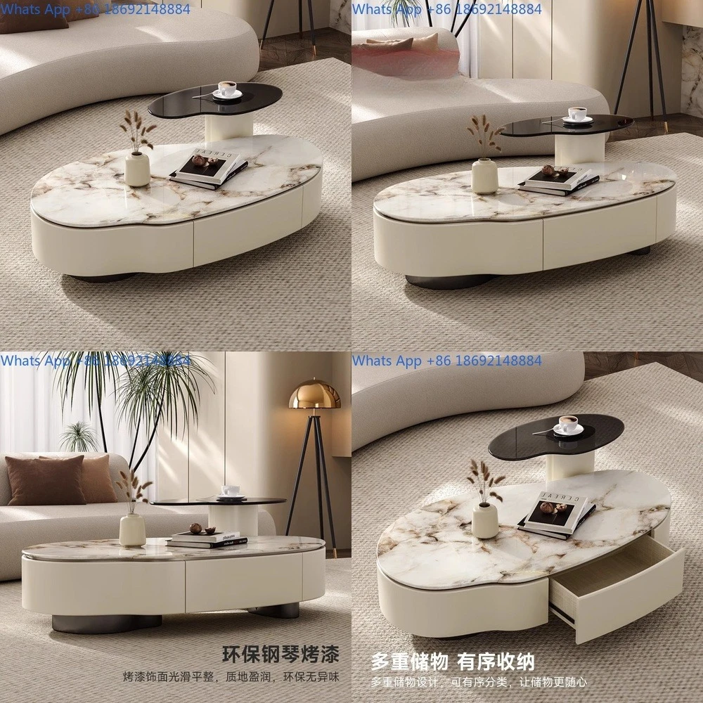 Modern Unique Shape Crystal Coffee Table for Living Room Small Space Home Use 2025 New Design