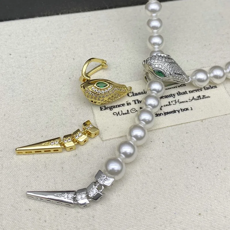 

DIY Jewelry Accessorie Copper Zirconium Snake Head Pearl Necklace Bracelet Clasp Sweater Chain Random Connection Clasp Wholesale