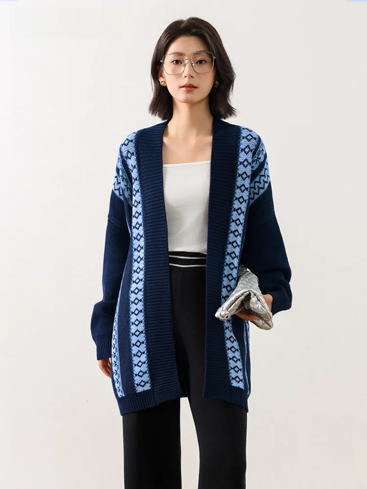 

TA Mountain Tibetan Sle Knitted Cardigan Women's Long Sve Faionable Autumn Winter Warm Soft Cotton Camere Blend