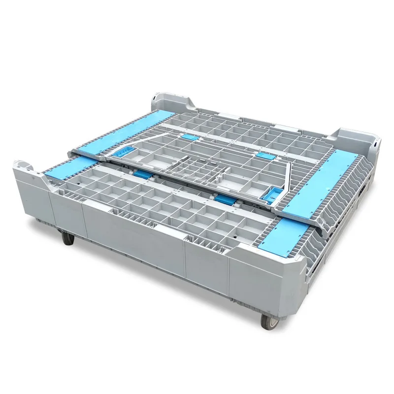 

1210 folding pallet box with roller logistics transportation pallet box industrial heavy cargo transportation large folding box