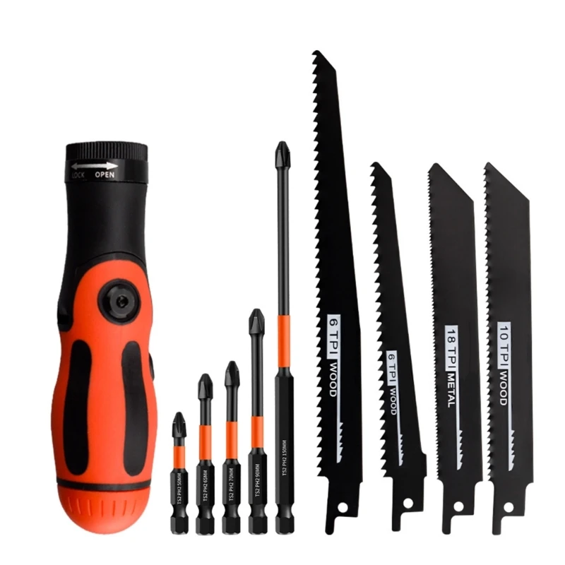 Changeable Handsaw Grip Handle Convenient & Flexible Handle Screwdriver Set for Precise Cutting Woodworking Tool