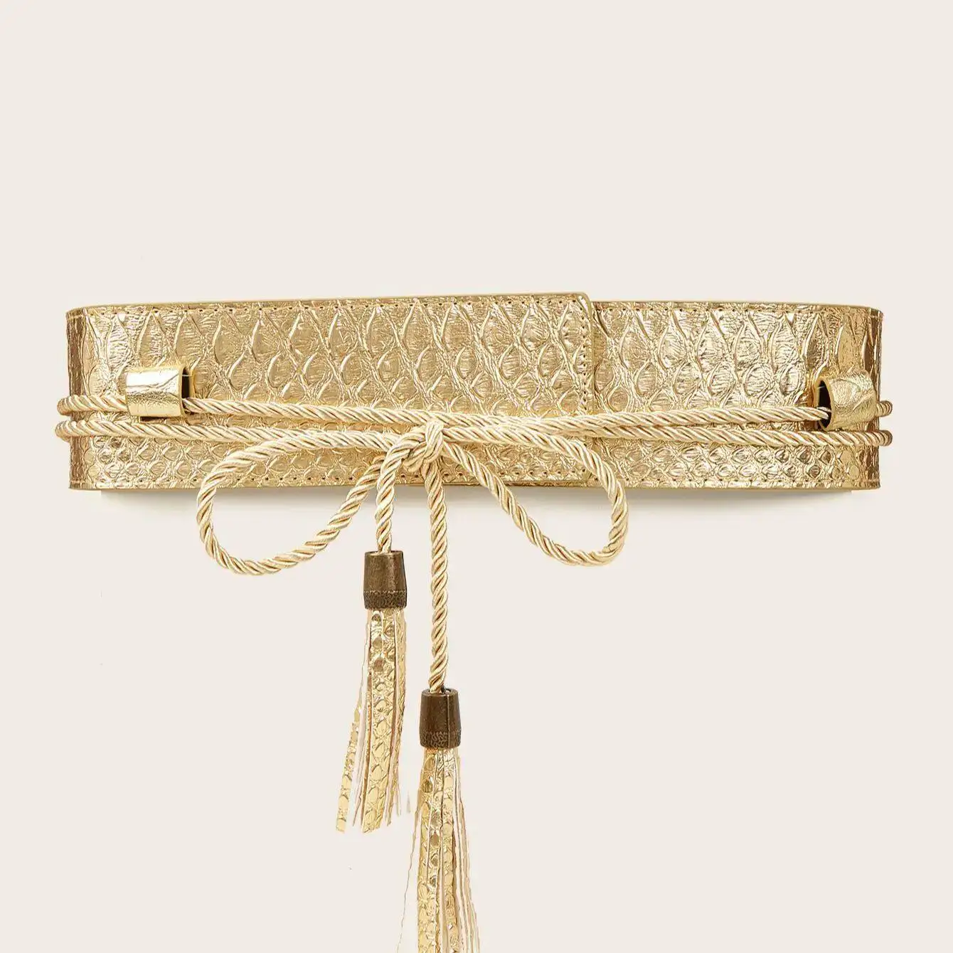 Woman 6cm Wide Faux Leather Rope Tie Belt Embellished Celebrity Belts Python Print Perfect Dress Accessory Gifts 3 size