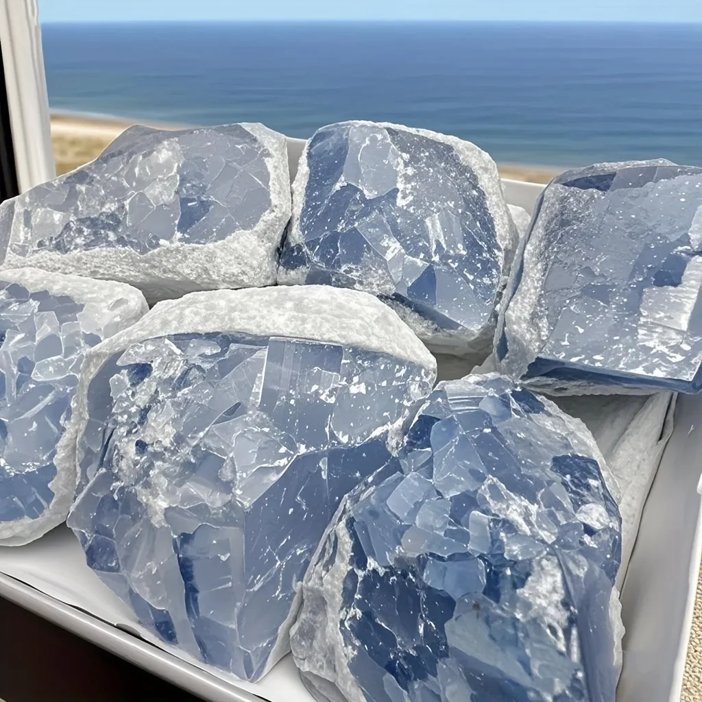 علبة من حجر الأزرق الطبيعي الخام، علبة هدايا صخرية غير منتظمة، تعليم معدني وعرض هدية العيد. ديكور الغرفة