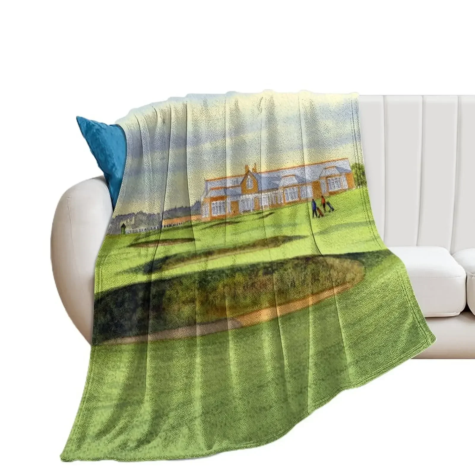 Royal Troon Golf Course 18th And Clubhouse Throw Blanket Polar Blankets For Bed Loose Bed Blankets