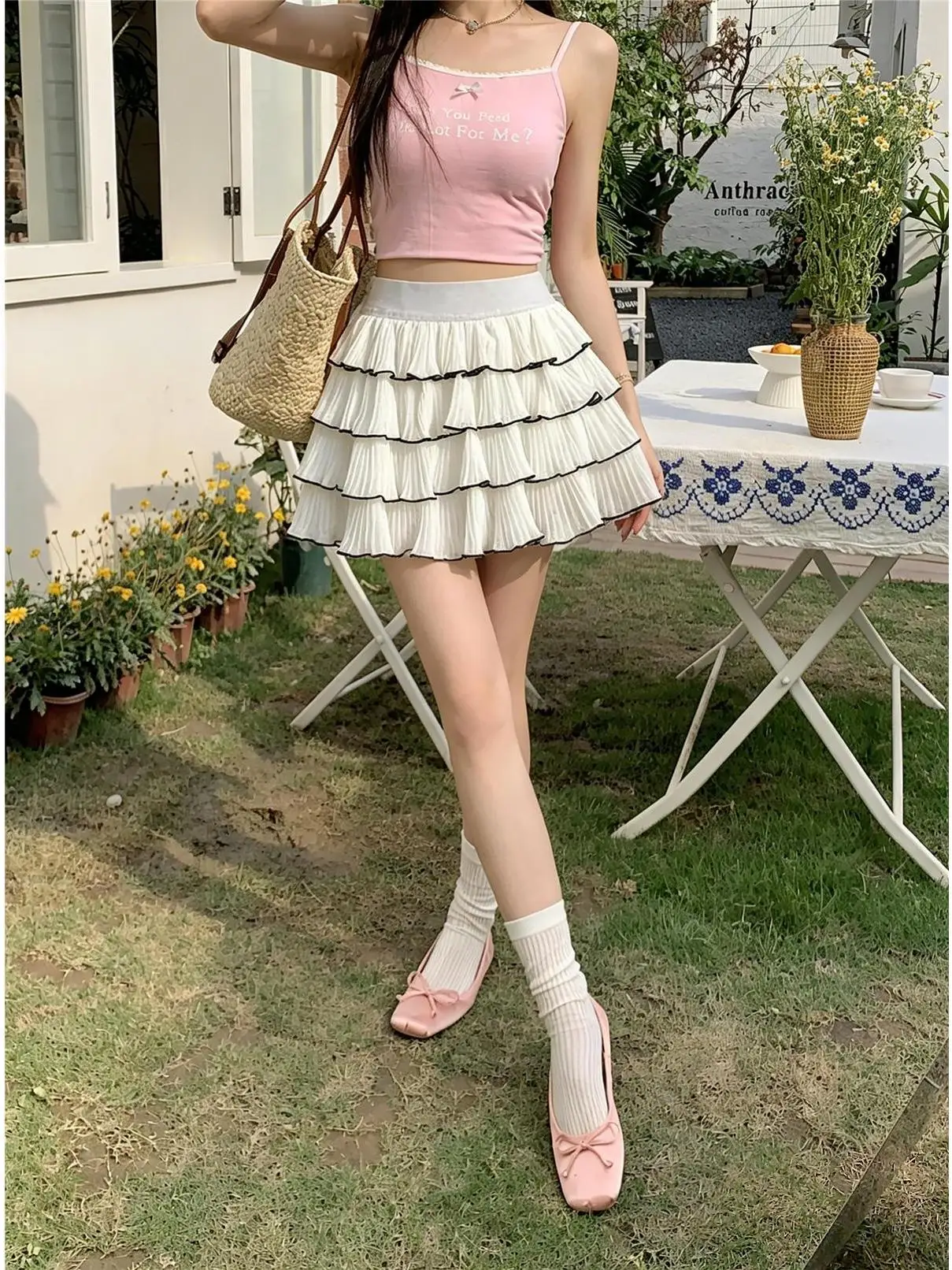 

High Waist Patchwork Sweet Short Skirt Women's Summer 2026 New Style Slimming Cake Skirt Commute Casual High Waist A-Line Skirt