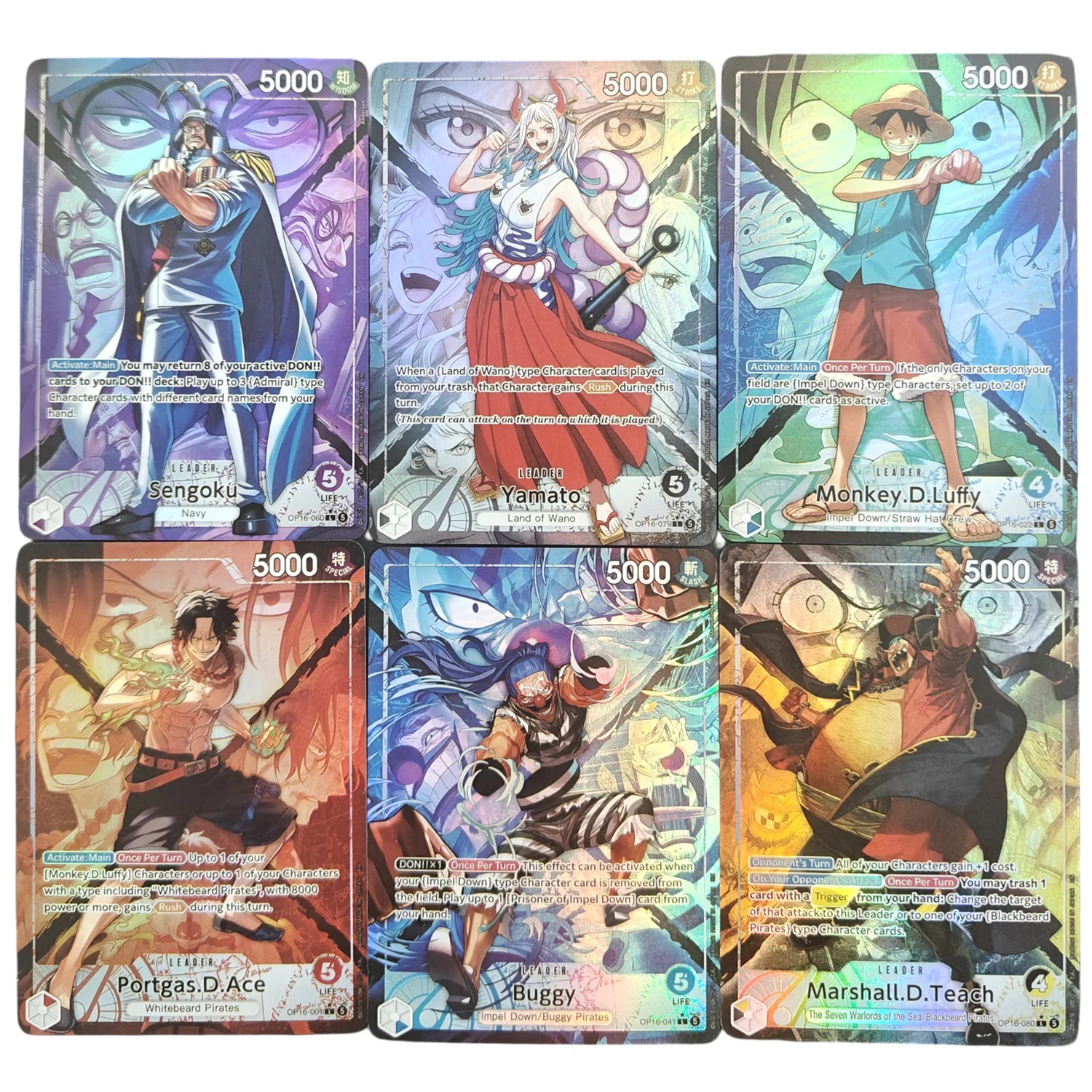 Proxy One Piece card game OP16 THE TIME OF BATTLE Luffy ACE BUggy Teach Yamato Sengoku English Game Collection Card view 2
