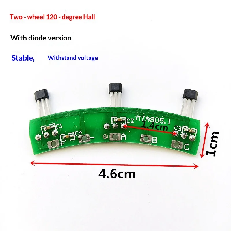120° Hall Sensor Circuit Board, Replacement PCB with 4402 Diode for Electric Bike Motor