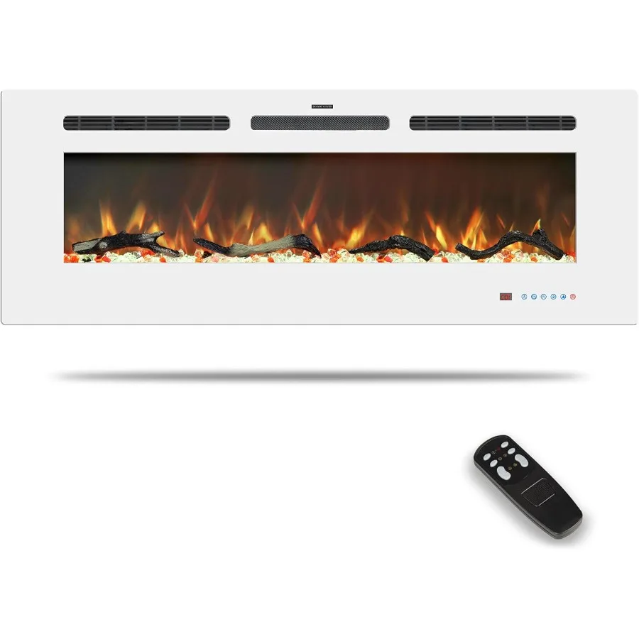 

48 inches Electric Fireplace Inserts for Recessed or Wall Mounted Installation Linear Fireplace Heater with Builtin Thermostat