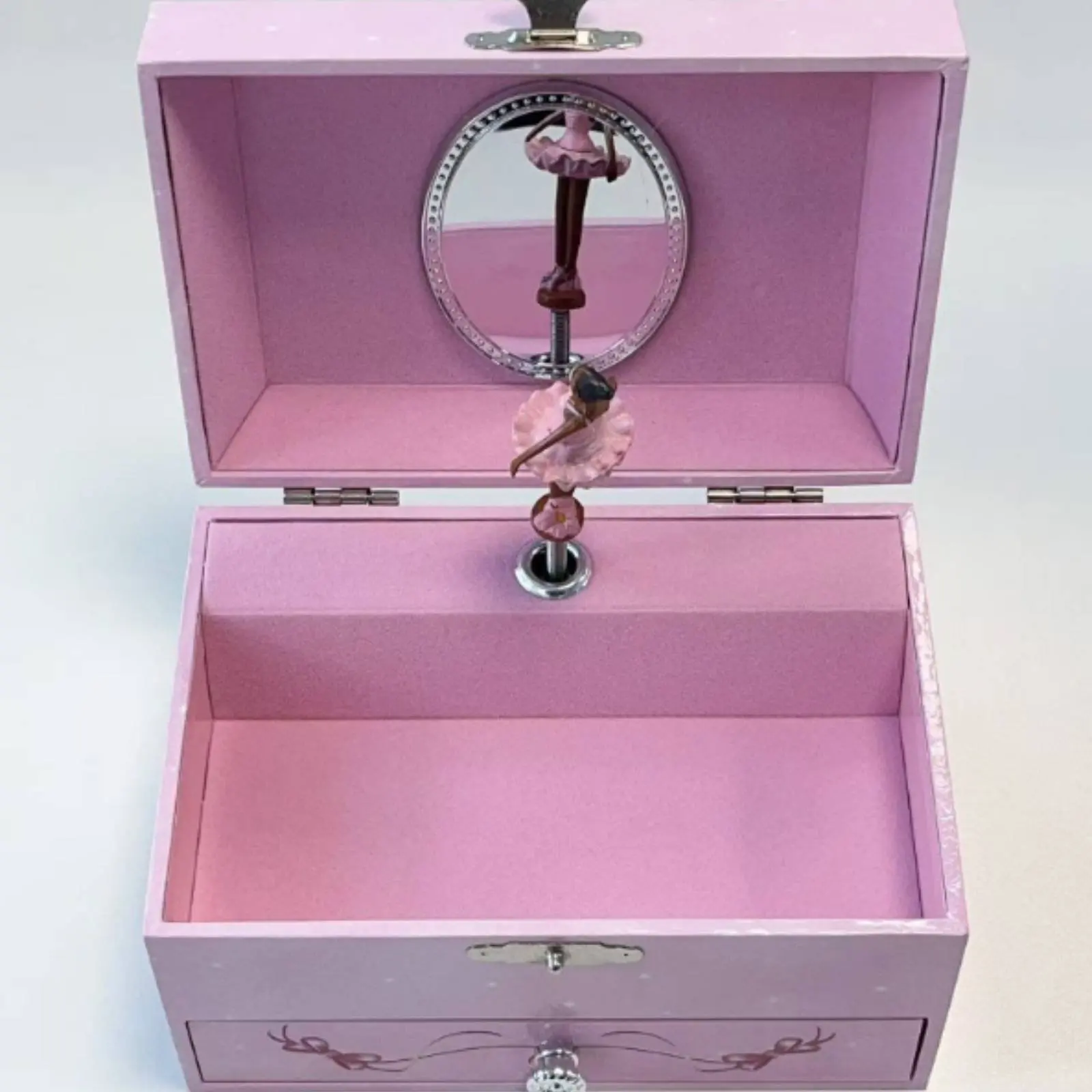 Rosy Ballerina Jewelry Box Ballet Themed Ballerina Music Box Keepsake Container With Mirror Textile Lined Compartments
