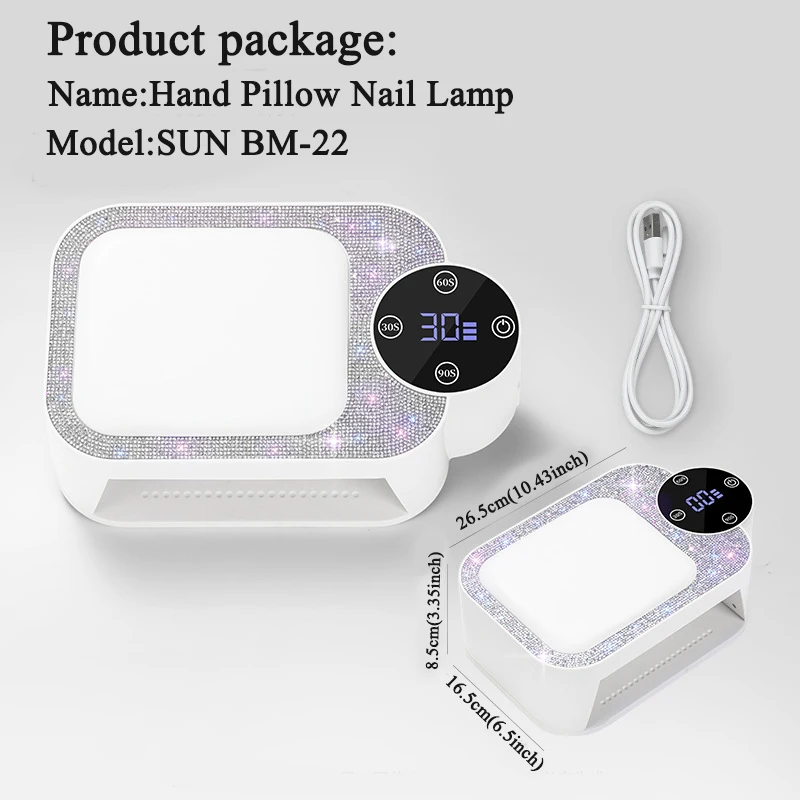 Lampada per unghie ricaricabile con cuscino per le mani Lampada da forno a LED ad asciugatura rapida Lampada UV Illuminazione per asciuga unghie UV