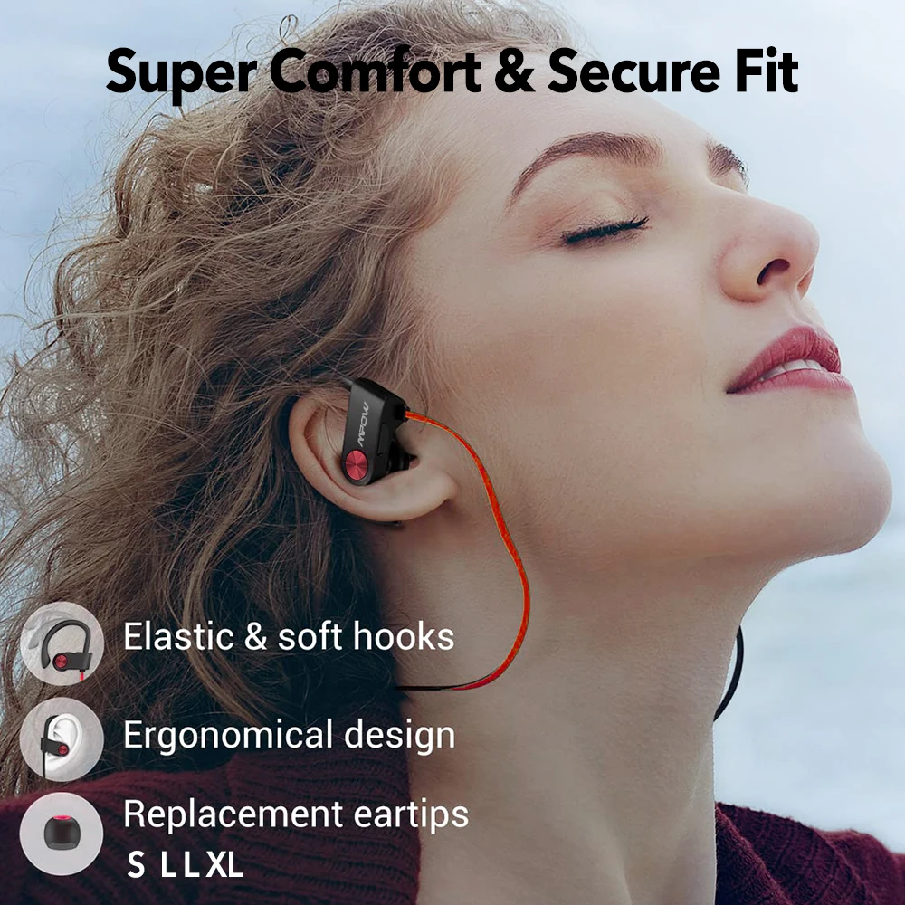 Mpow Flame Bluetooth 5.3 Earphone Sports Headsets HiFi Stereo Headphones IPX7 Waterproof Noise Cancelling Headsets with Mic Case