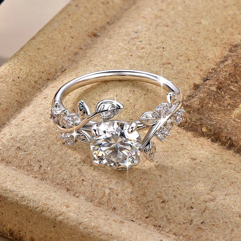 Rrjzz Solitaire 2CT runder Schliff, D-Farbe, VVS1, Moissanit-Verlobungsring, zertifizierter Labor-Imitationsdiamant, Damen-Braut-Ehering – Detail 9