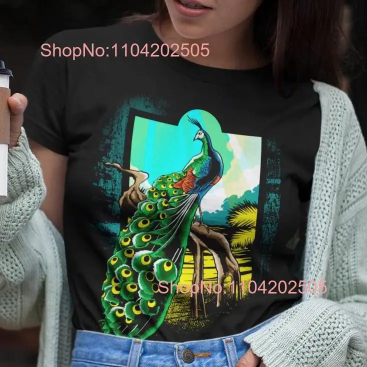 Peacock T Shirt Colorful Vintage Distressed Hipster Lovers for Men and Women long or short sleeves