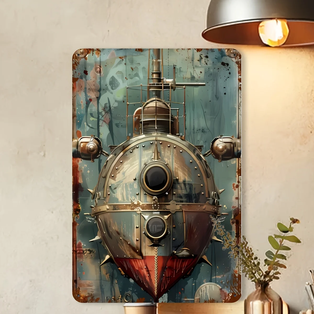 2D Flat Submarine Metal Wall Art Sign Nautical Decor for Home, Bar, Cafe, Garage - Durable Metallic Finish,Cafe Decoration