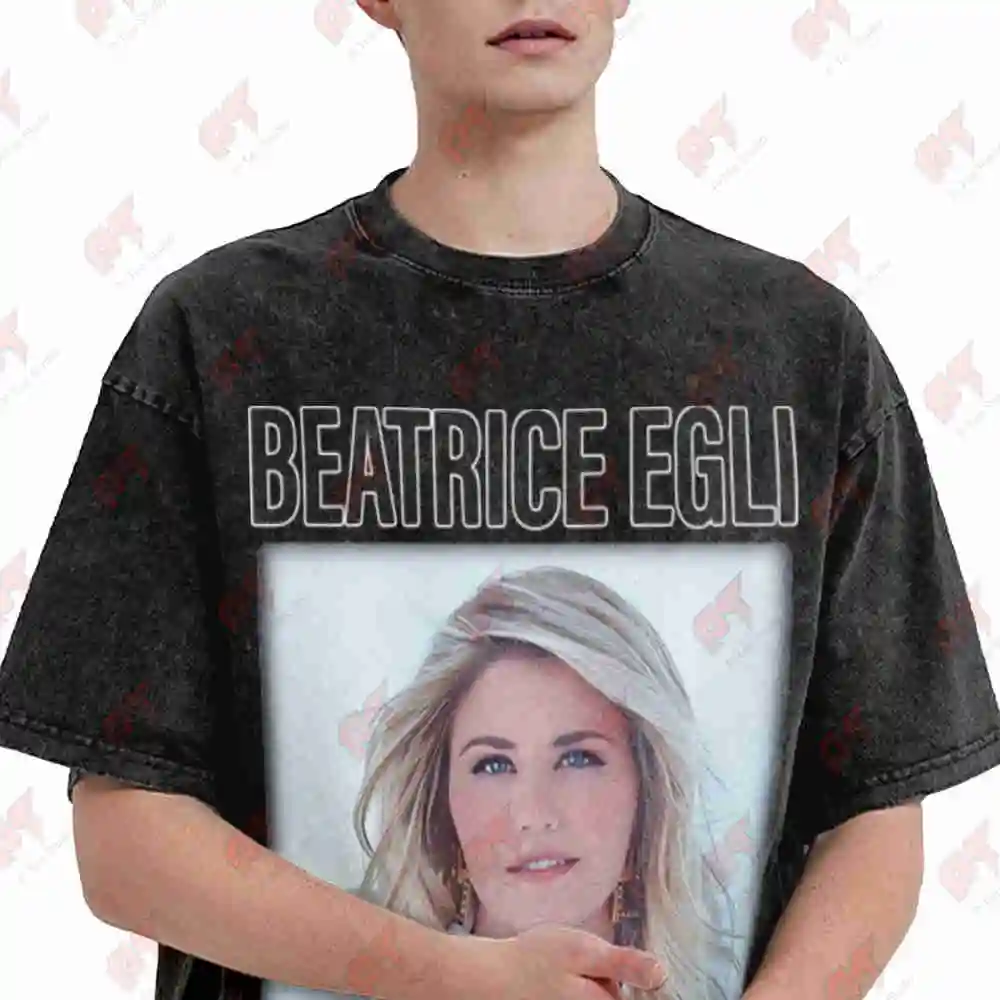 Beatrice Egli On Tour German Text Signature Pose Vintage Washed Tee Pure Cotton T-Shirt