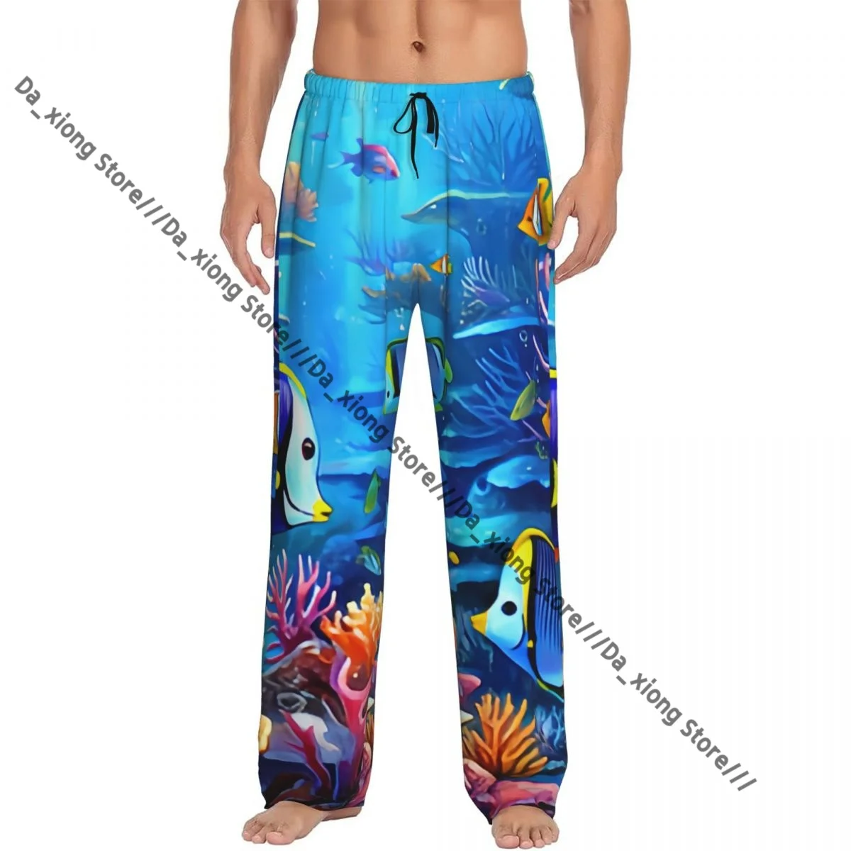 

Men's Casual Pajama Sleeping Pants Aquarium Sea Fishes Lounge Loose Trousers Comfortable Nightwear