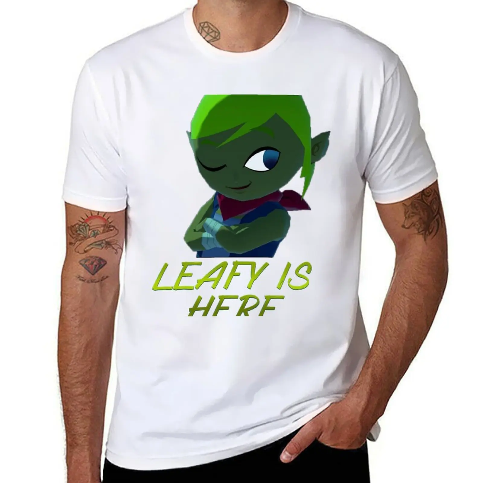 

LEAFYISHERE (TEXT-BIGLOGO) T-Shirt t shirt man cotton t shirts for man cotton funny T-Shirt