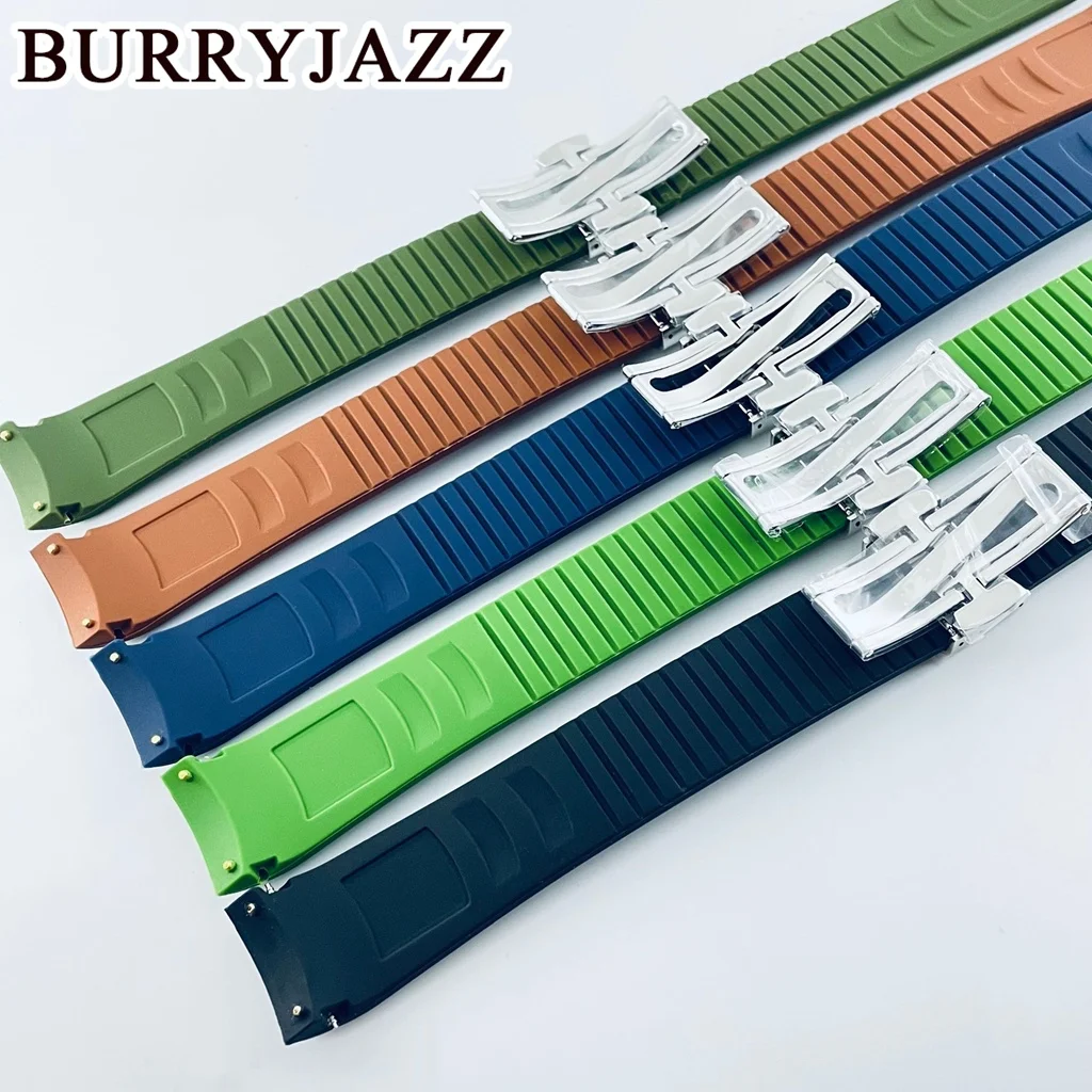 BURRYJAZZ Serie 5164/5167 Correa de 21 mm Correa de caucho impermeable y a prueba de polvo Pulsera de silicona sin marcar