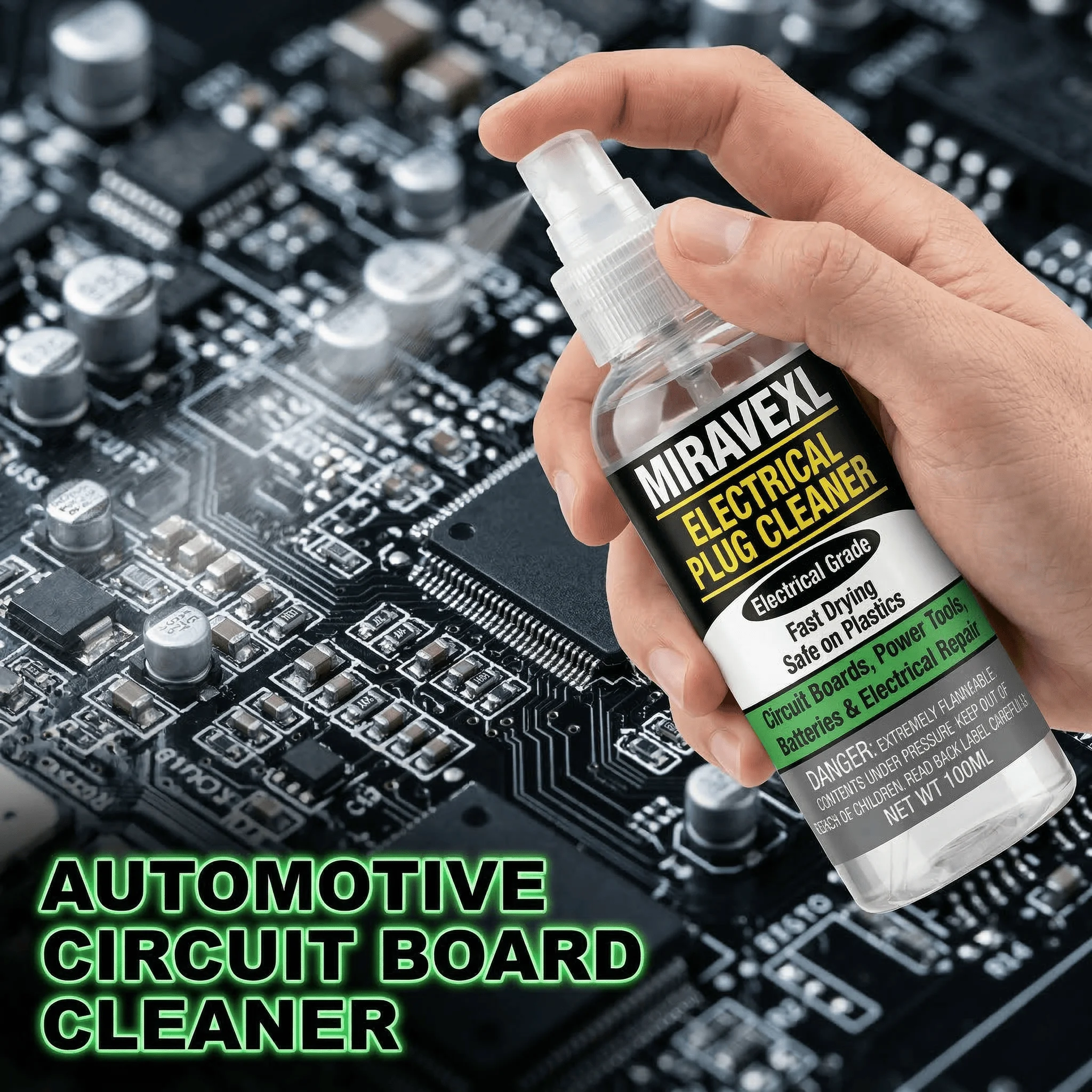 MIRAVEXL 100ml Fast-Drying Electrical Contact Cleaner Spray Safe Electronic Degreaser for Car Plugs & PCB