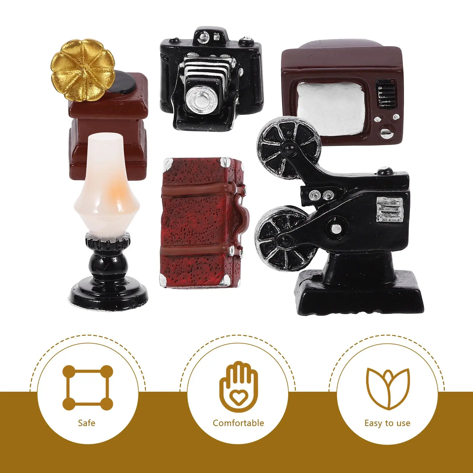 Ornamenti per fotocamera retrò Mini casa Decorazioni per la casa vintage Mobili in miniatura Accessorio nostalgico Scena desktop Prop