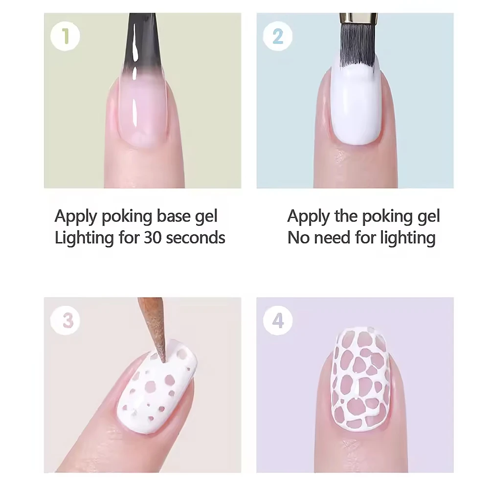 1pc Poke Poke Spitze Loch Schwarz Weiß Nagel Gel Blase Ozean Welle Textur Hohl Gradienten Nagel Malerei Kleber UV LED Soak Off Varnis