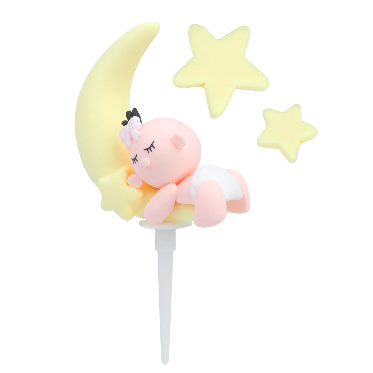 

3 Pcs Baby Soft Pottery Ornaments Cake Decoration for Popularity Birthday Toppers Cakes Moon and Cupcake
