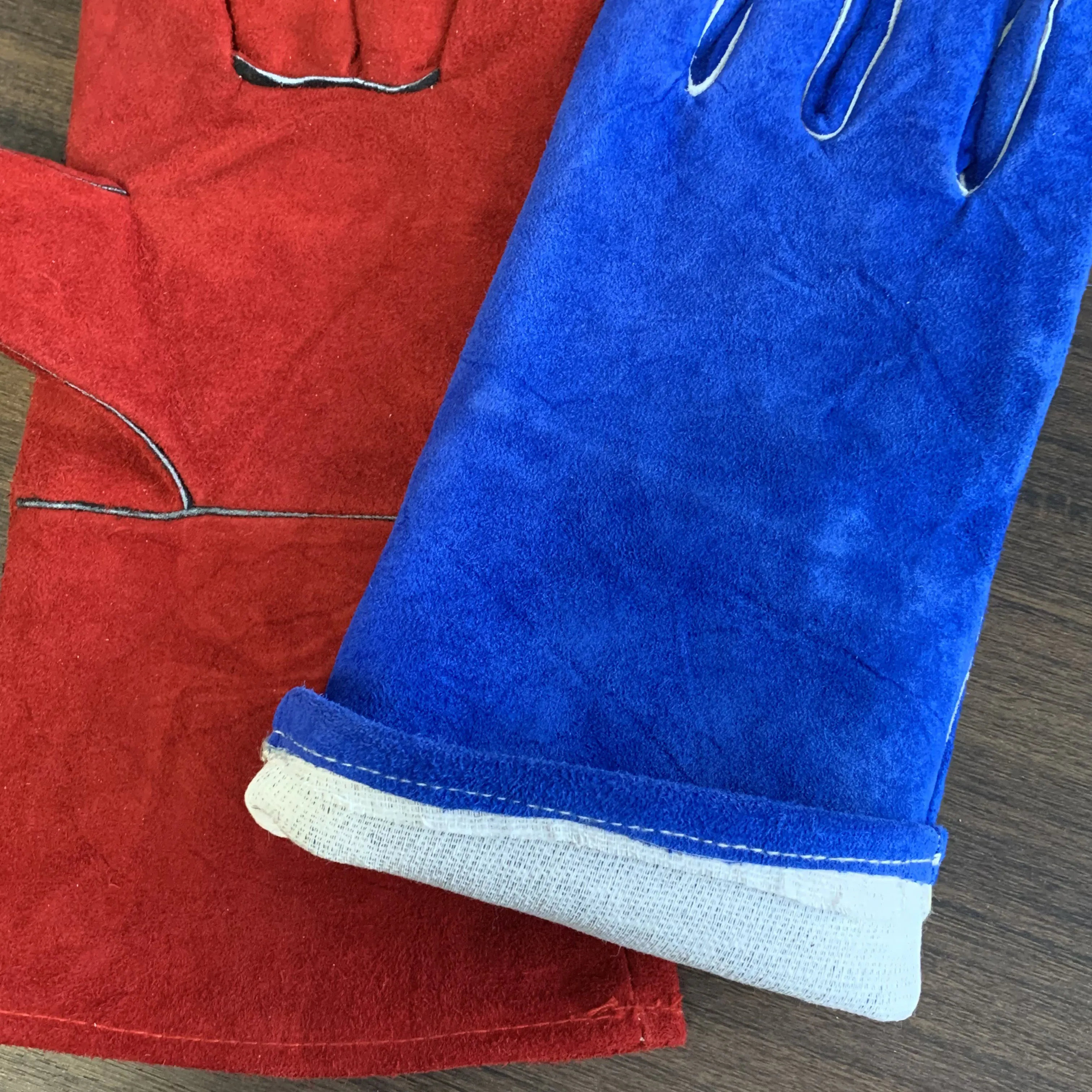 CE 388 407 Split Cowhide Leather Welding Gloves for Welder Wear-resistant Thickened Custom logo 14 Inch 16 Inch Hand Protective